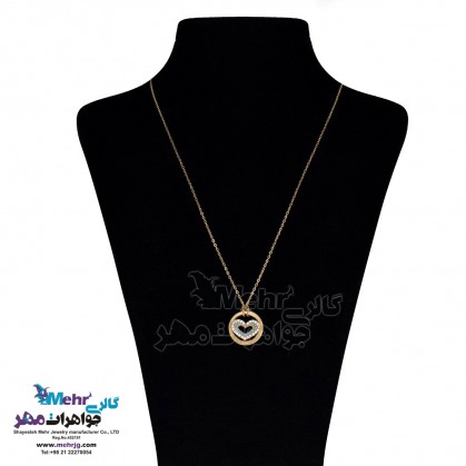 Gold Necklace - Heart and Circle Design-MM0420